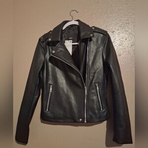 Mango Faux Leather Biker Jacket Size S